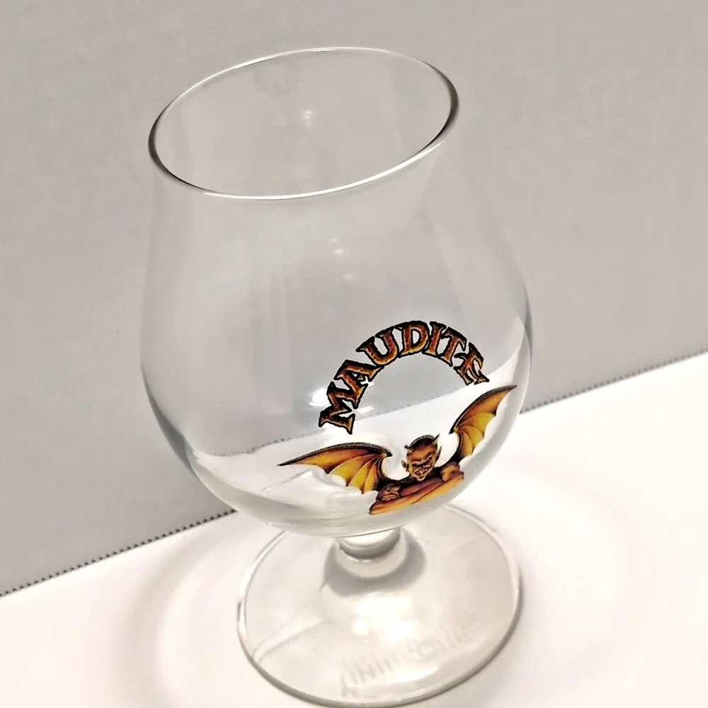 VTG‎ Maudite Tulip Beer Glass Unibroue Jerry Vietz Brewmaster Signature Rare